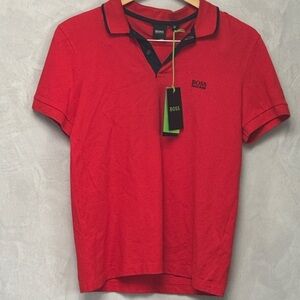 Hugo Boss Vibrant Red Polo with Dark Trim